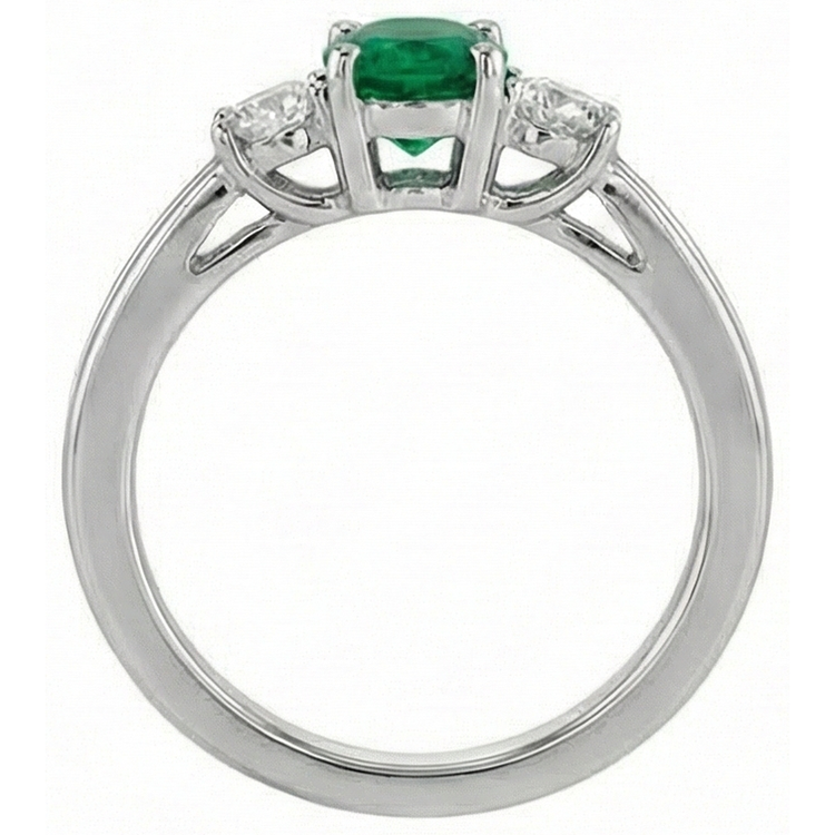Émeraude Vert avec bague de fiançailles diamant sertie 3 griffes 2.50 ct. GT 14K
