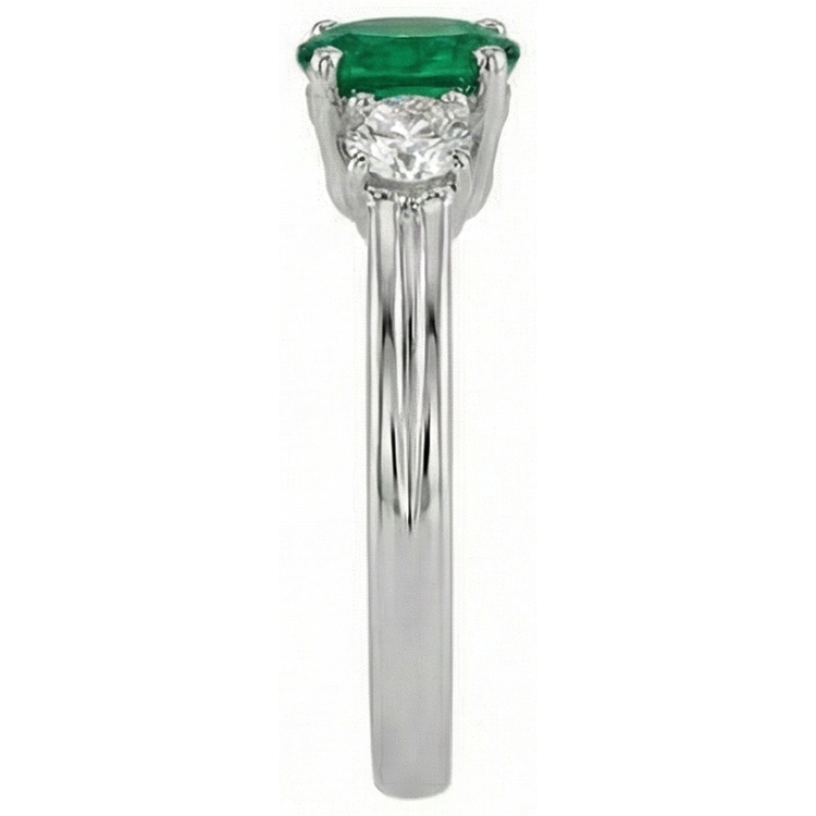 Émeraude Vert avec bague de fiançailles diamant sertie 3 griffes 2.50 ct. GT 14K