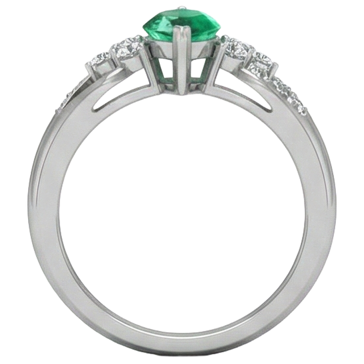 Émeraude verte avec diamants 2.75 ct. Bague de Fiançailles Or Blanc 14K