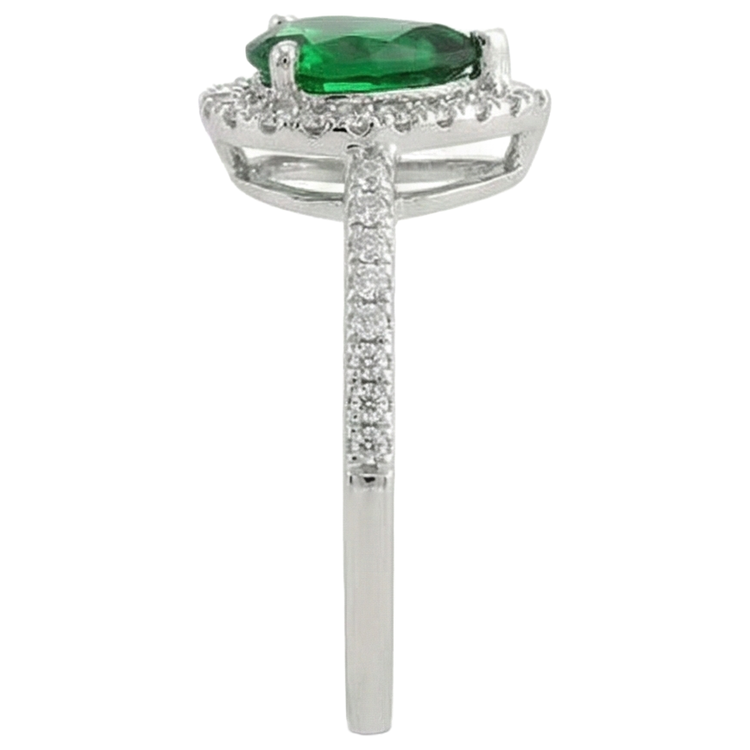 Émeraude verte avec diamants blancs 5.70 ct. Bague Or Blanc 14K