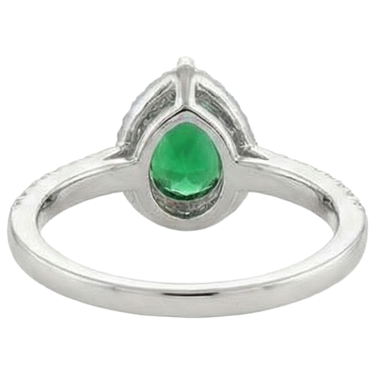 Émeraude verte avec diamants blancs 5.70 ct. Bague Or Blanc 14K