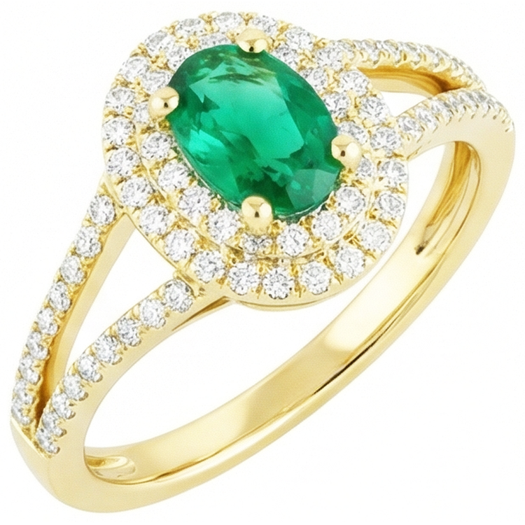 naturel oval émeraude 4.5carats bague détail rapproché