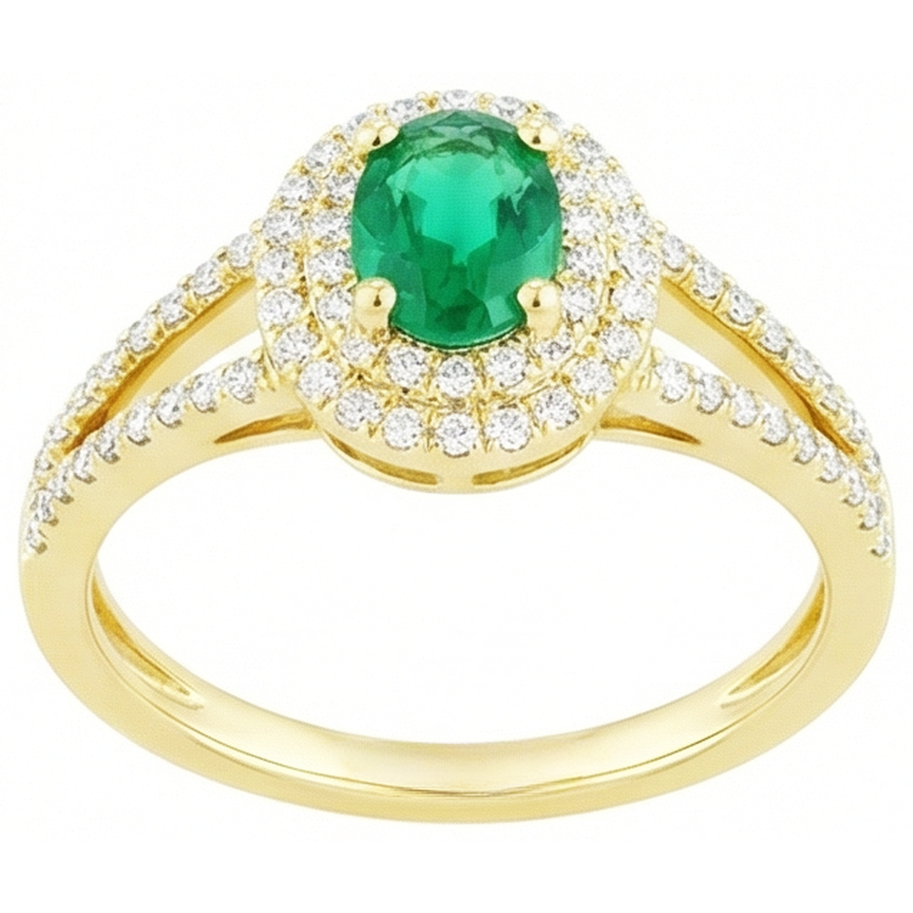 naturel oval émeraude 4.5carats bague vue de dessus