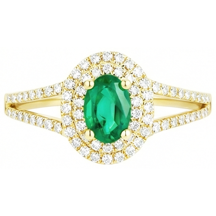 naturel oval émeraude 4.5carats bague vue de profil