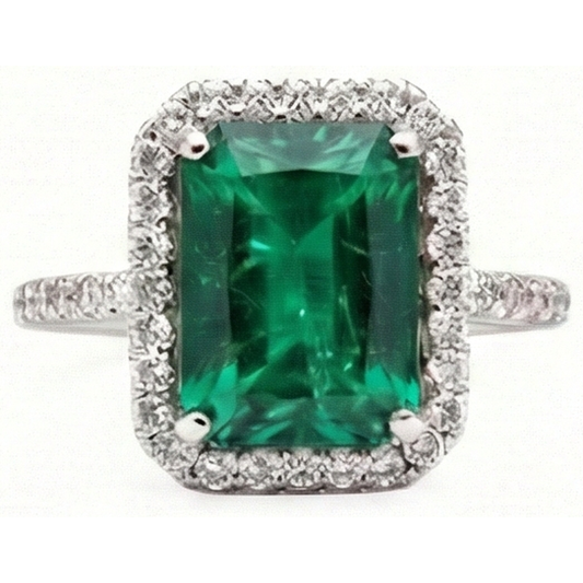 Émeraude verte taille émeraude de 6,50 carats avec alliance en diamant