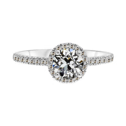 Élégant Taille Old Mine Diamant Fin Bague Sertie Halo – 1,50