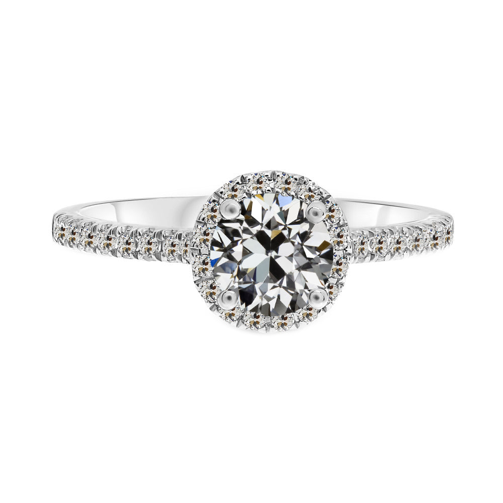 Diamant Fin Bague Sertie Halo 1,50 carats Or 14K Blanc – vue principale