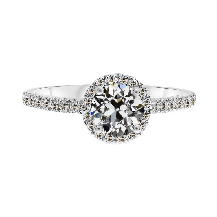 Diamant Fin Bague Sertie Halo 1,50 carats Or 14K Blanc – vue principale