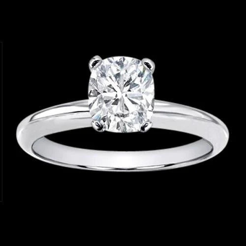 Énorme 3 Ct. Bague Solitaire Réel Diamant Coussin Or Blanc