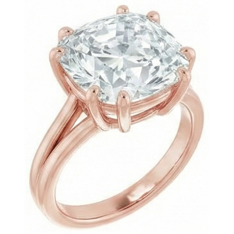 Énorme Bague En Véritable Diamant Coussin De 8 Carats