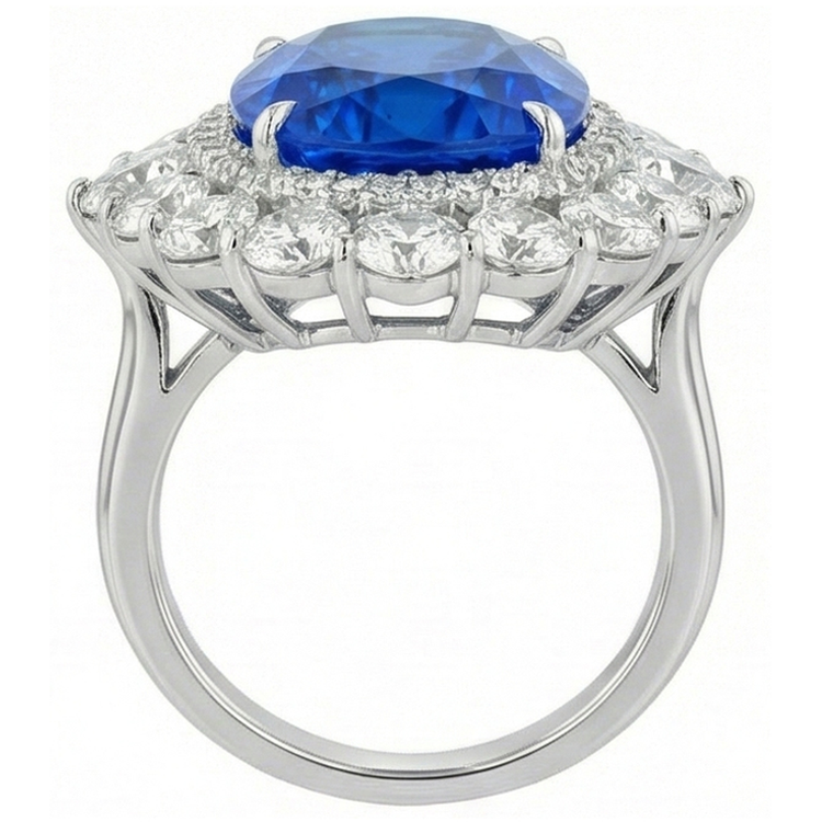 naturel cushion diamant 14carats bague vue de profil