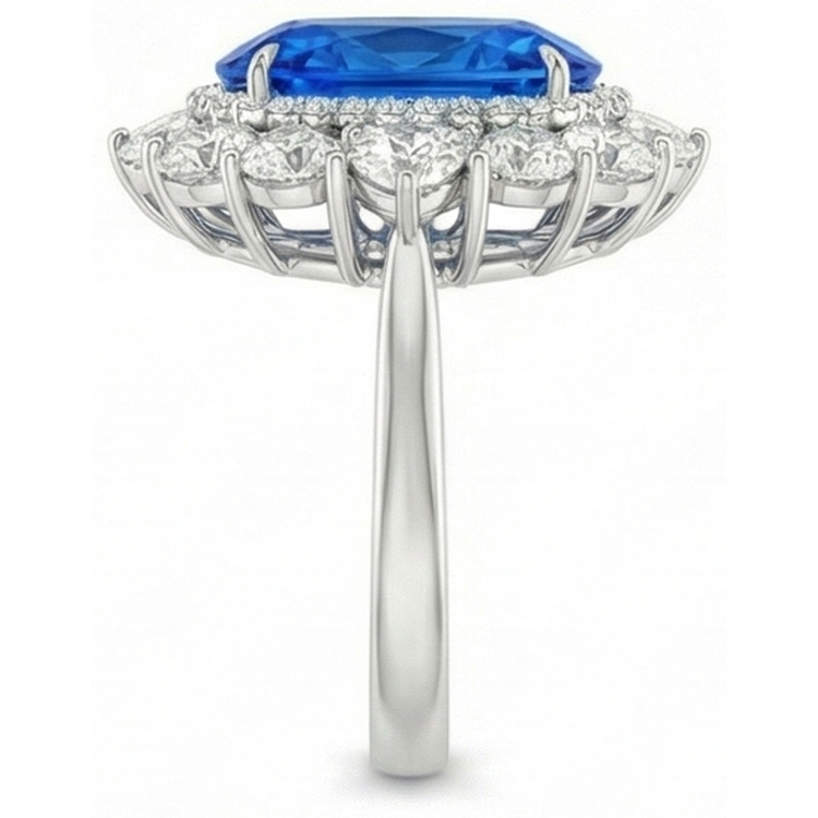 naturel cushion diamant 14carats bague vue de dessus