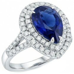 Énorme Bague Saphir Double Halo