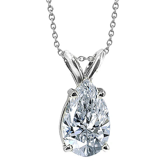 Énorme Poire Réel Diamant 4 Carats Pendentif Bijoux Collier En Or