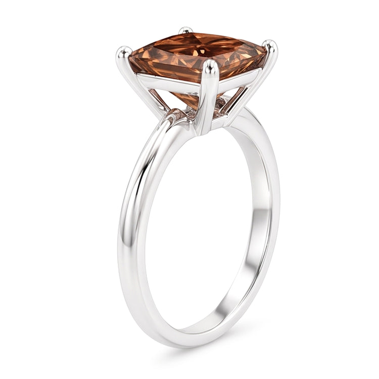 Énorme bague de fiançailles en pierres précieuses de diamant de taille radiante de 3 ct de champagne