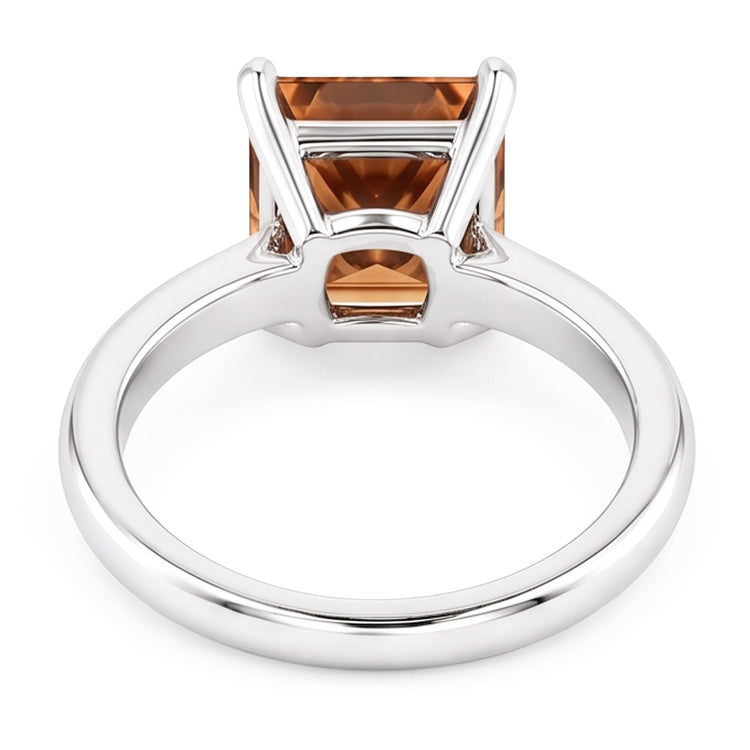 Énorme bague de fiançailles en pierres précieuses de diamant de taille radiante de 3 ct de champagne