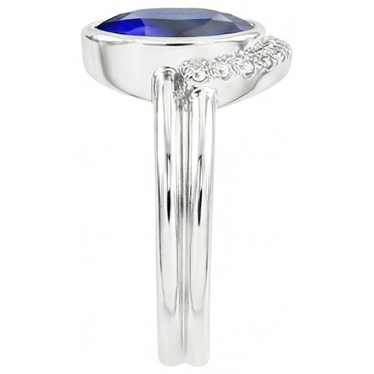 Ensemble Alliance Diamant & Saphir Bleu Ovale 3 Carats Or Blanc
