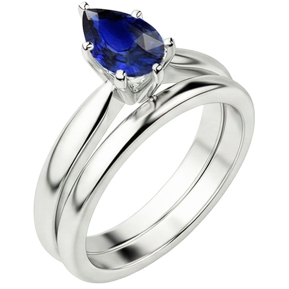 naturel pear saphir 2carats alliance angle de côté