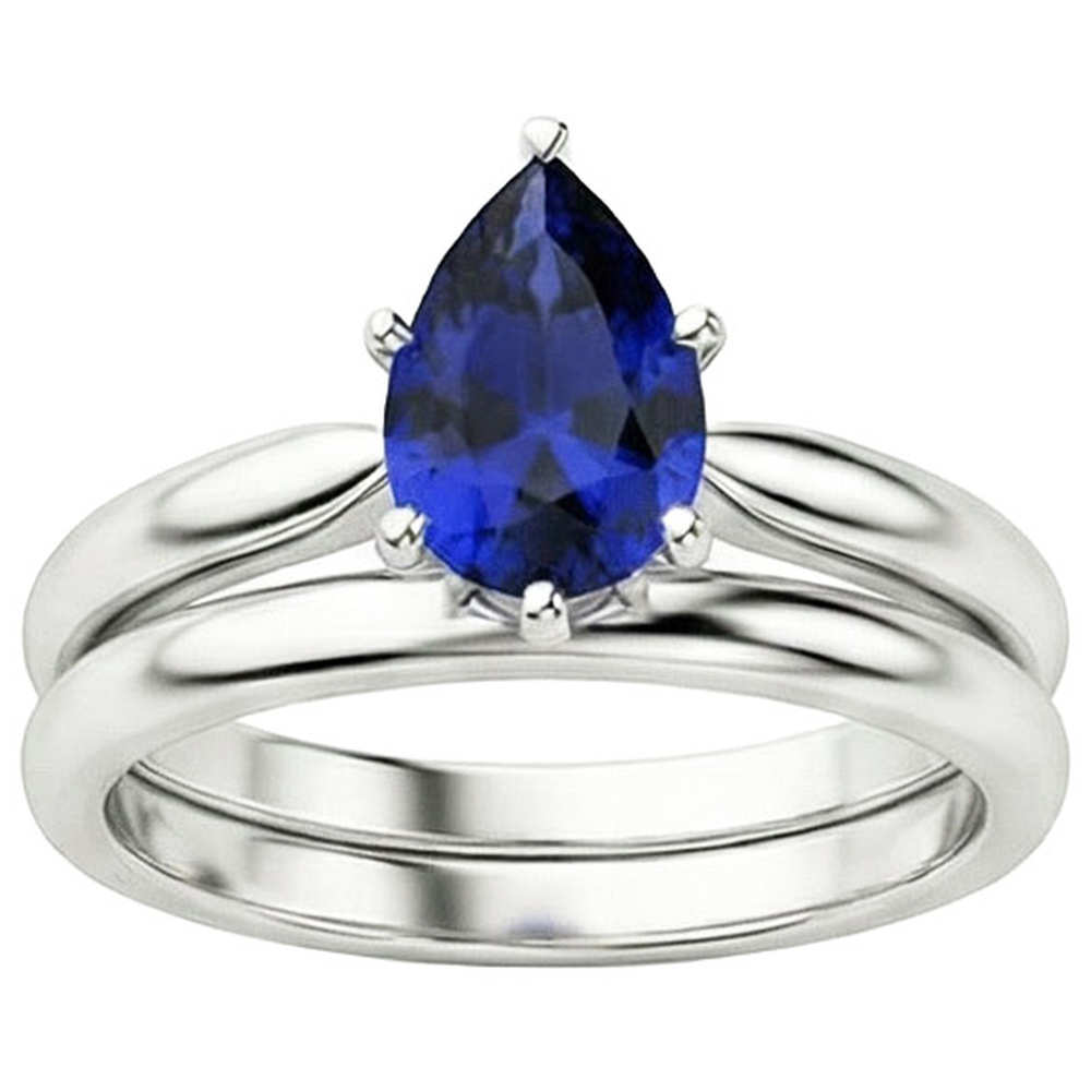 naturel pear saphir 2carats alliance vue de dessus