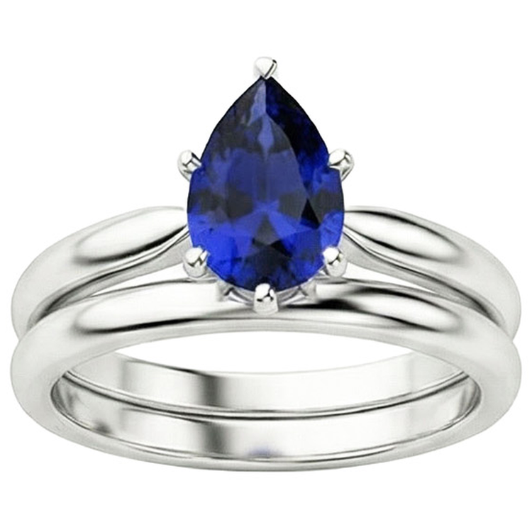 naturel pear saphir 2carats alliance vue de dessus