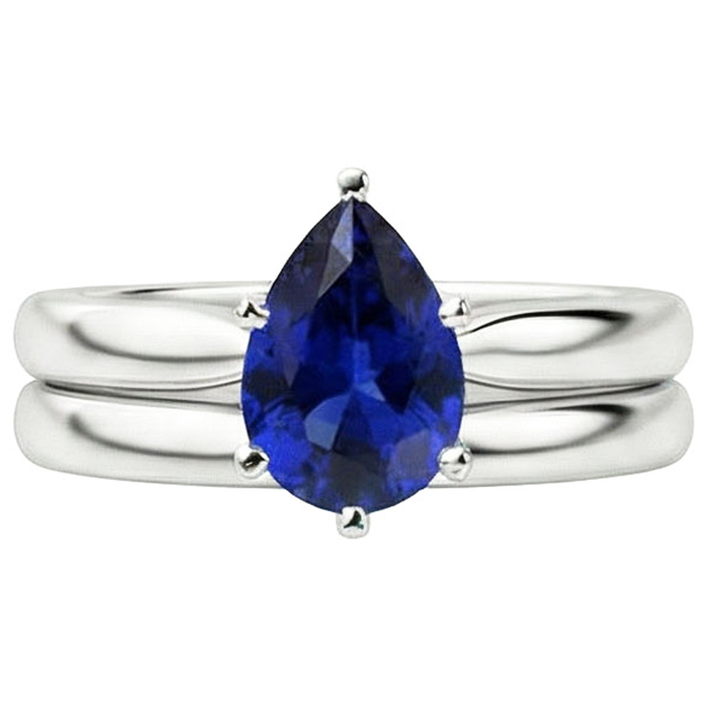 naturel pear saphir 2carats alliance sur blanc