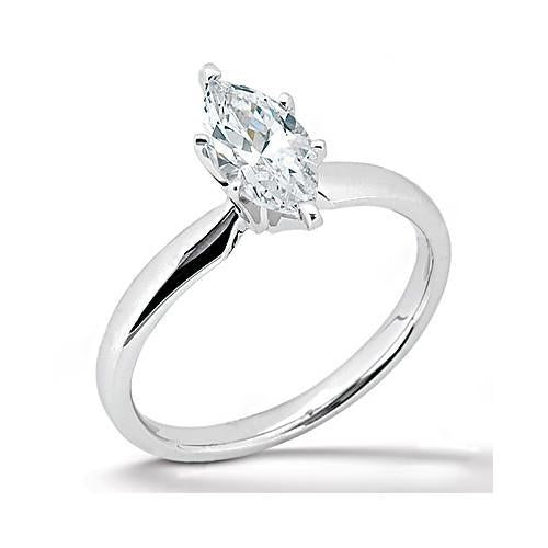 Ensemble De Bagues De Fiançailles Solitaire Avec Naturel Diamants 1.25 Carat Marquise WG 14K