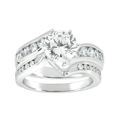 Ensemble De Bagues De Fiançailles Véritable Diamant 1.75 Carats