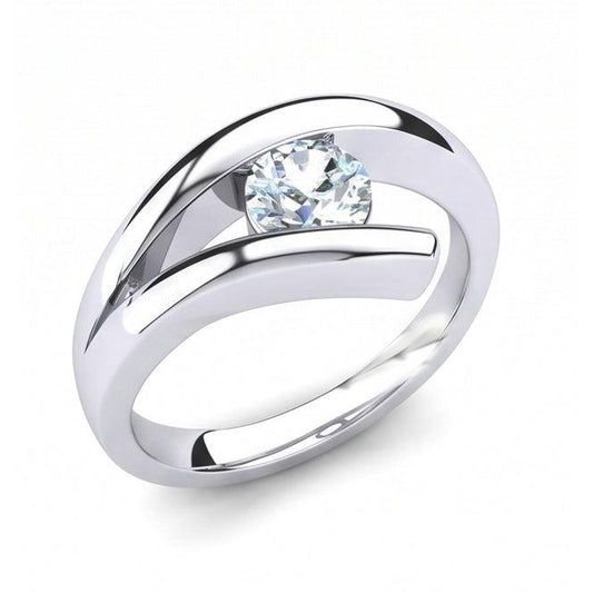 Ensemble De Barre de Bague De Fiançailles En Réel Diamant Naturels Extraits des Mines ( et non cultivés en laboratoire ) Rond Solitaire De 1 Carat