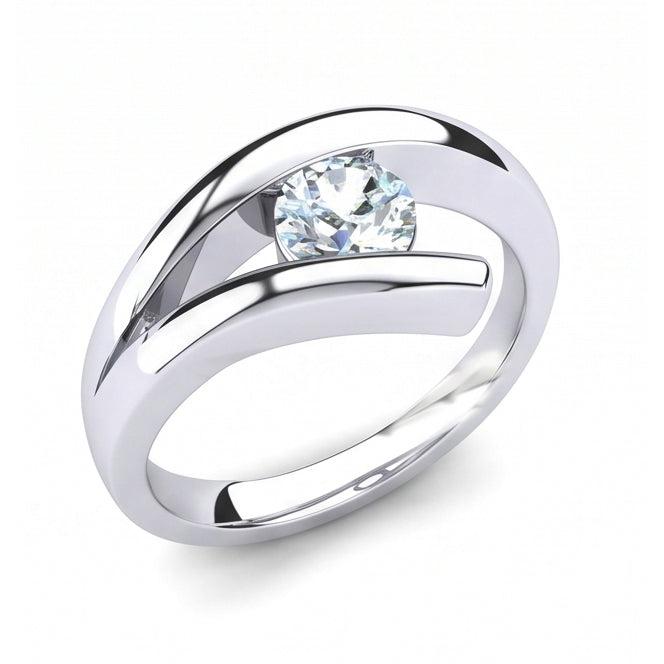 Ensemble De Barre de Bague De Fiançailles En Réel Diamant Naturels Extraits des Mines ( et non cultivés en laboratoire ) Rond Solitaire De 1 Carat