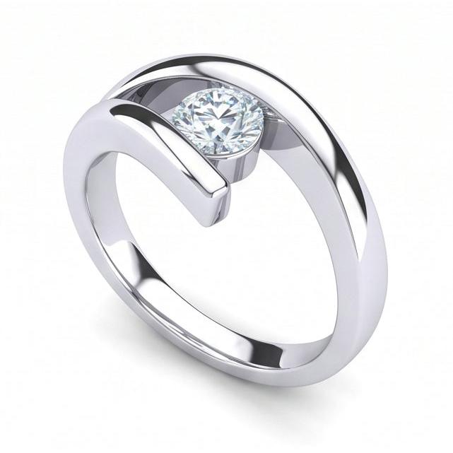 Ensemble De Barre de Bague De Fiançailles En Réel Diamant Naturels Extraits des Mines ( et non cultivés en laboratoire ) Rond Solitaire De 1 Carat