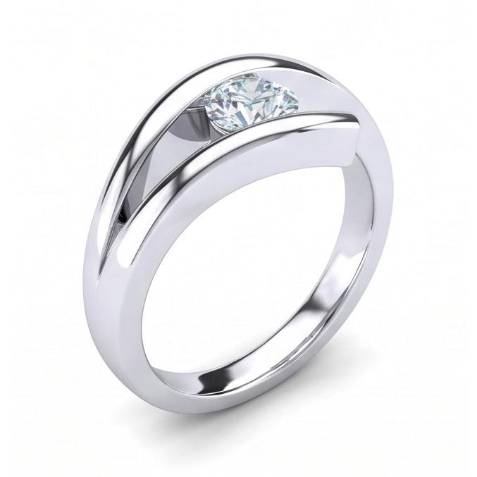 Ensemble De Barre de Bague De Fiançailles En Réel Diamant Naturels Extraits des Mines ( et non cultivés en laboratoire ) Rond Solitaire De 1 Carat