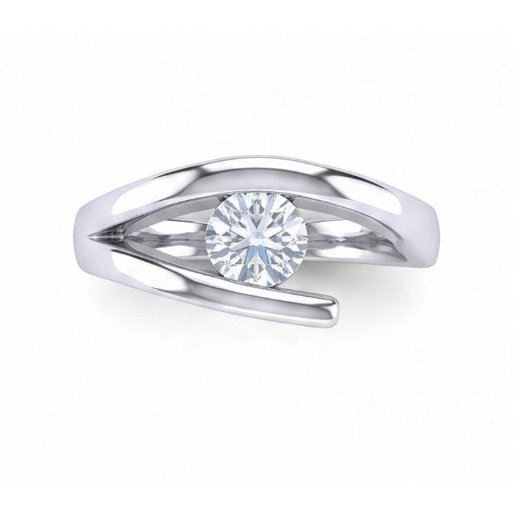 Ensemble De Barre de Bague De Fiançailles En Réel Diamant Naturels Extraits des Mines ( et non cultivés en laboratoire ) Rond Solitaire De 1 Carat