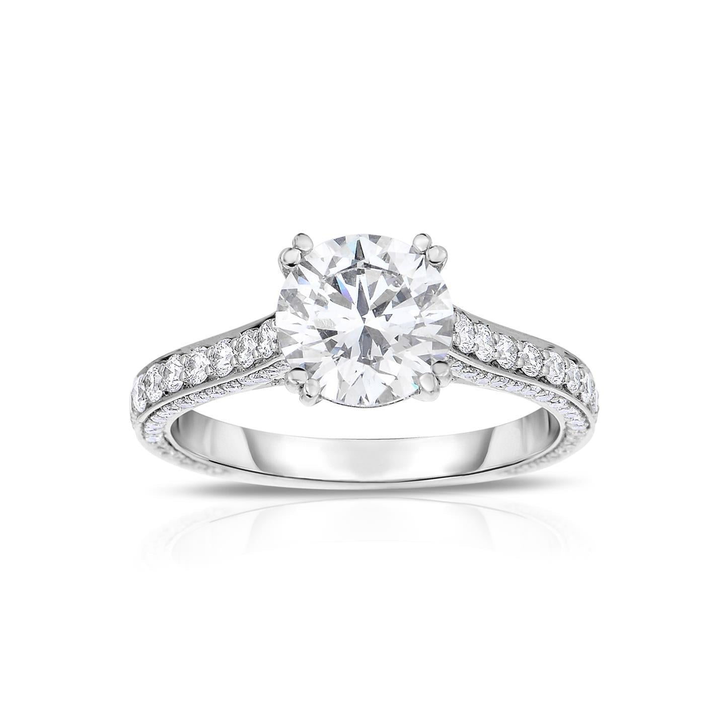 Ensemble De Griffes De Bague D'Anniversaire En Naturel Diamant De 3.75 Carats De Coupe Ronde Étincelante