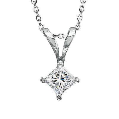 Ensemble De Griffes De Collier Avec Pendentif Réel Diamant Taille Princesse Etincelant De 1.5 Ct