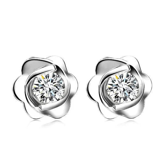 Ensemble De Lunette 2.00 Ct. Boucles D'Oreilles Réel Diamants Style Fleur En Or Blanc 14K