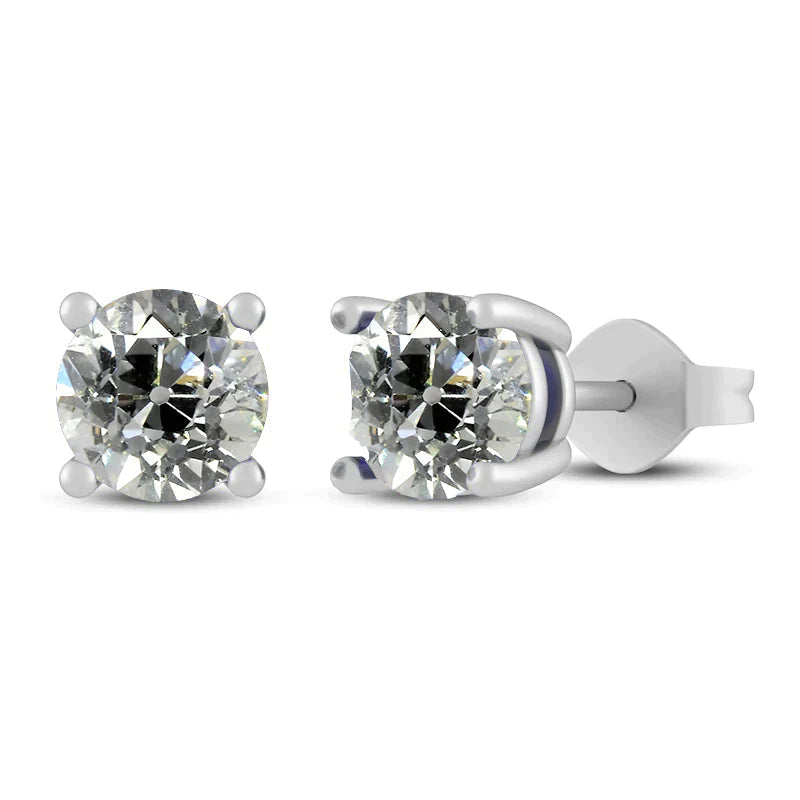 Ensemble Panier De Boucles D'oreilles En Or 4 Carats Et Véritable Diamants