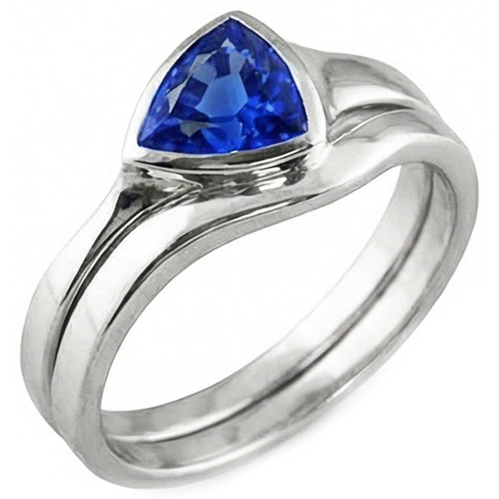 naturel trillion saphir 1.50carats bague détail rapproché