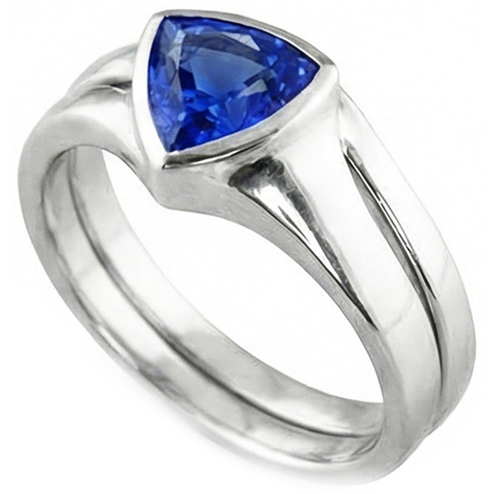 naturel trillion saphir 1.50carats bague vue de face
