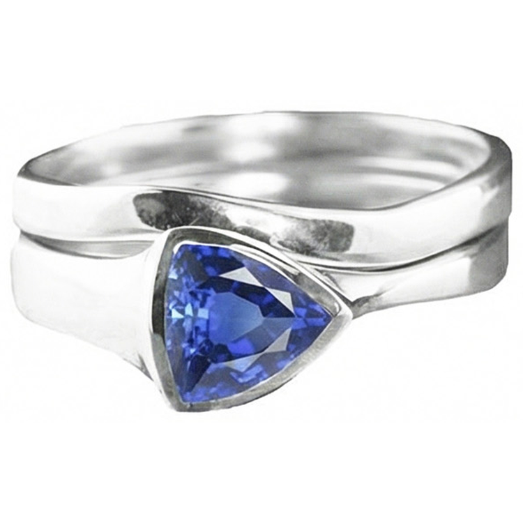 naturel trillion saphir 1.50carats bague vue de dessus