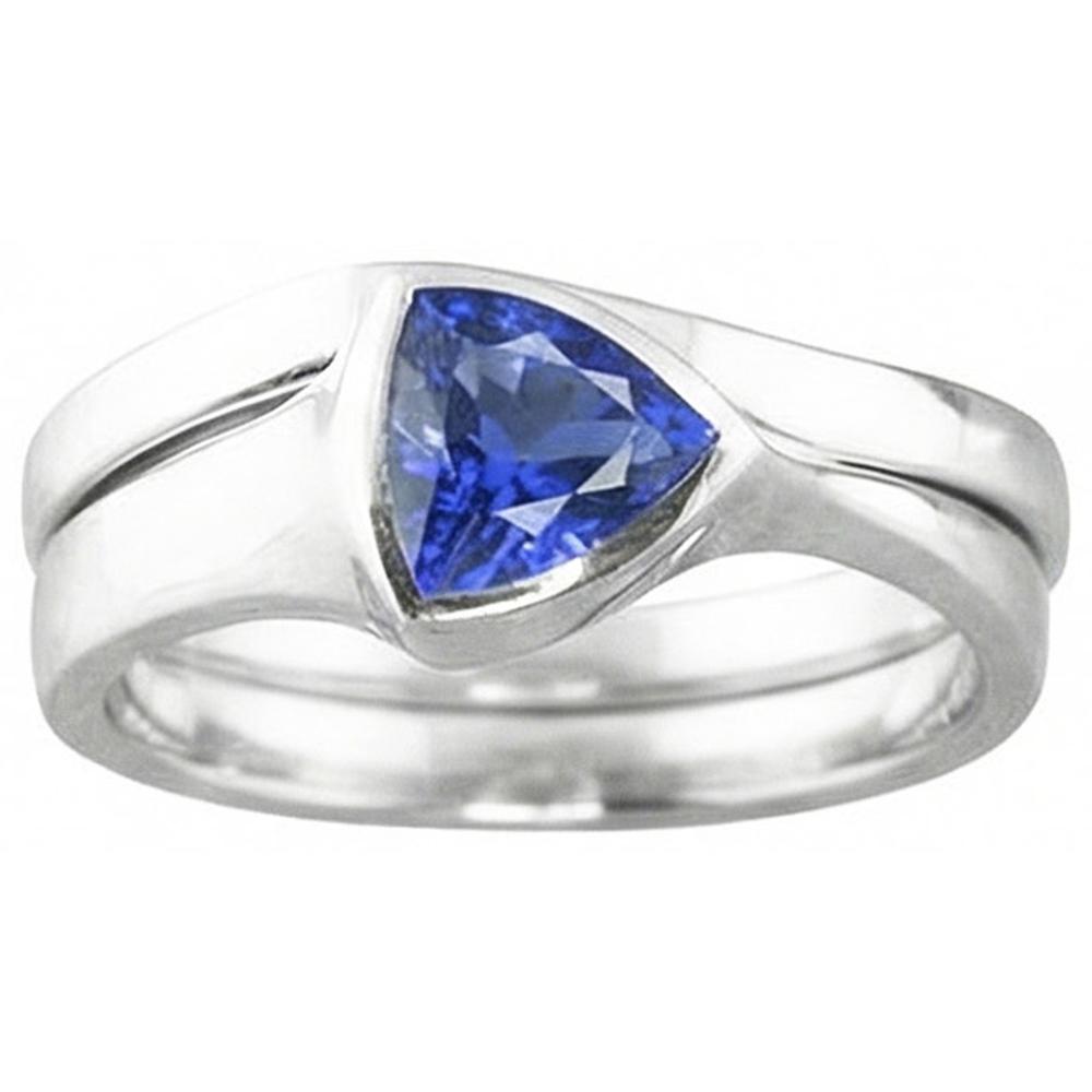 naturel trillion saphir 1.50carats bague angle de côté