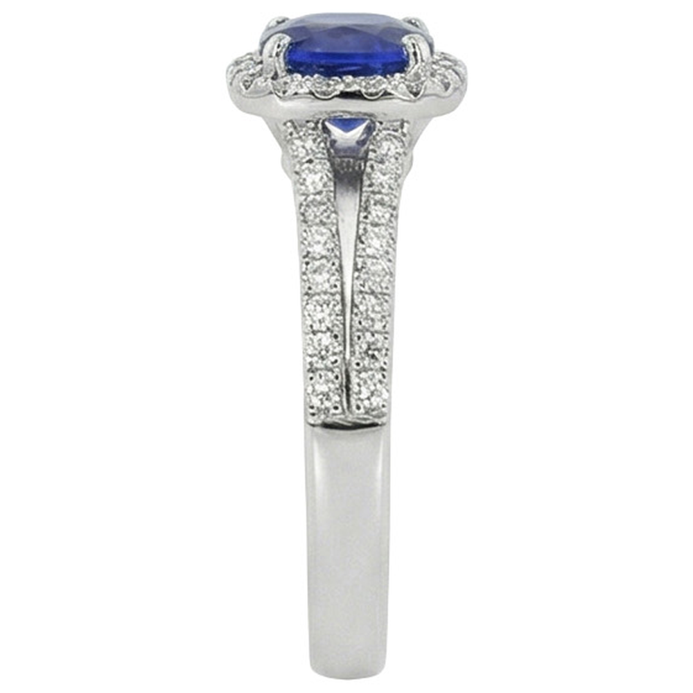 naturel cushion saphir 3.20carats bague vue de profil