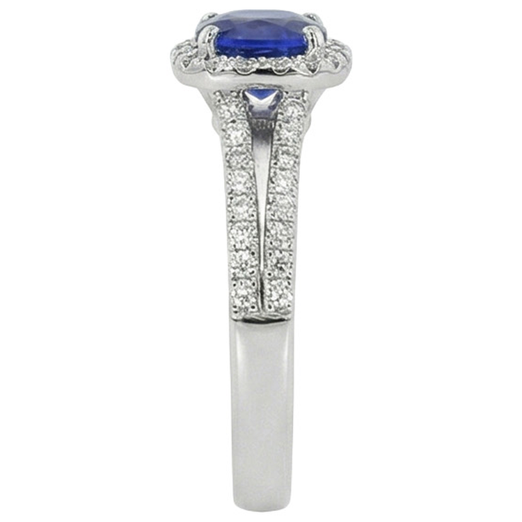 naturel cushion saphir 3.20carats bague vue de profil