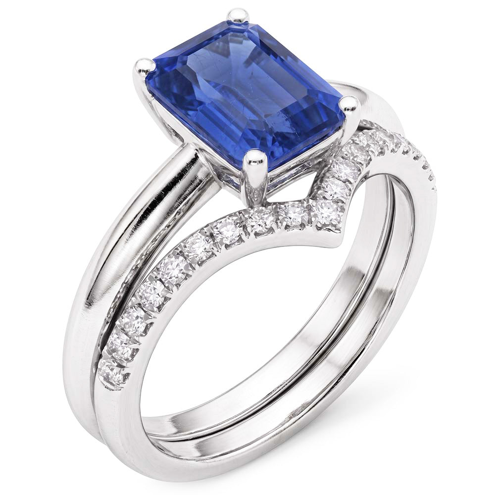Ensemble de bagues de mariage en pierres précieuses émeraude saphir 3.50 carats bijoux pour femmes