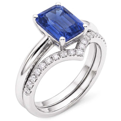 Ensemble de bagues de mariage en pierres précieuses émeraude saphir 3.50 carats bijoux pour femmes