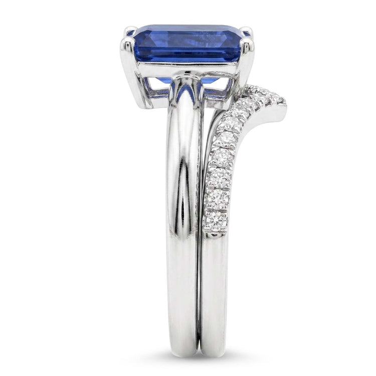 Ensemble de bagues de mariage en pierres précieuses émeraude saphir 3.50 carats bijoux pour femmes