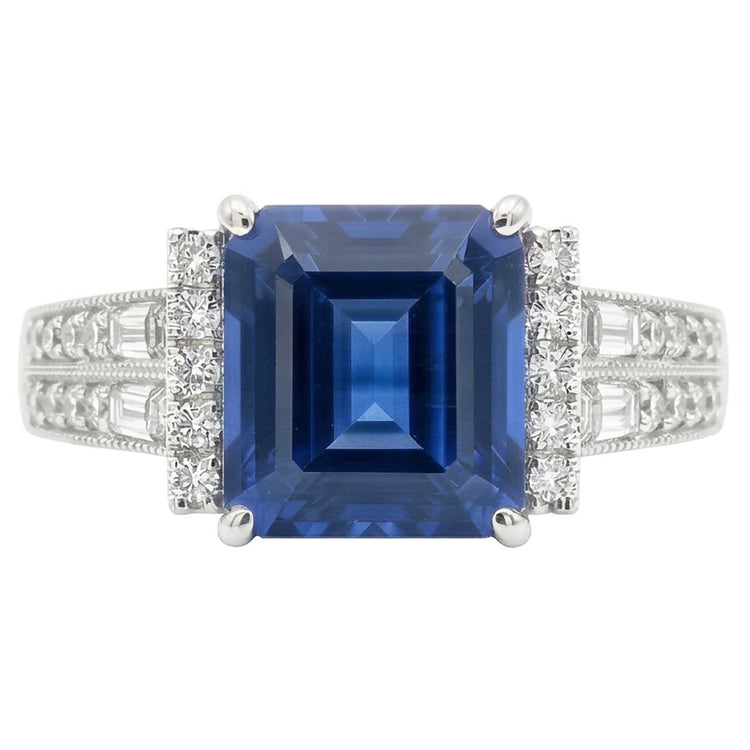 Ensemble de barres de bagues en pierres précieuses émeraude. saphir bleu. tige double. 3.50 carats