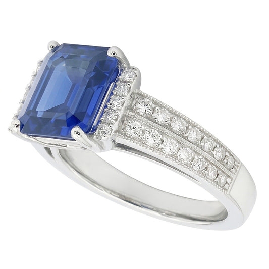 Ensemble de barres de bagues en pierres précieuses émeraude. saphir bleu. tige double. 3.50 carats
