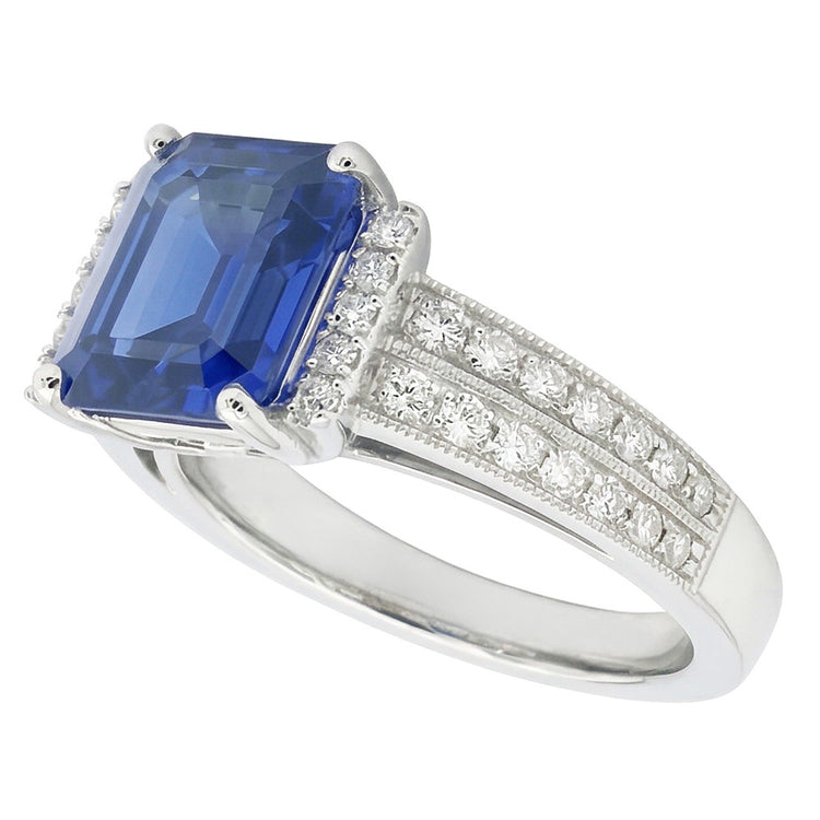 Ensemble de barres de bagues en pierres précieuses émeraude. saphir bleu. tige double. 3.50 carats
