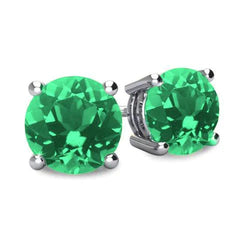 Ensemble de griffes Big Green Emerald 9 Ct Boucles d'oreilles pour dames en or blanc 14K