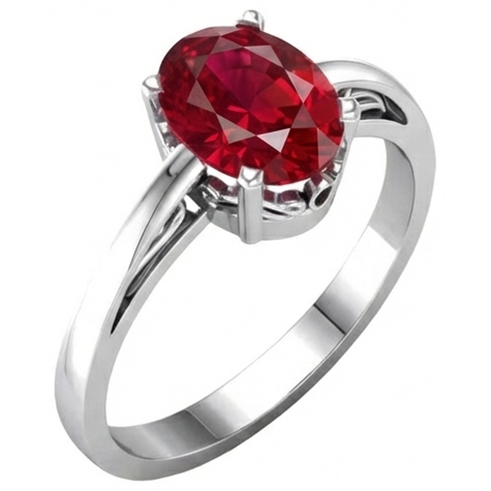 naturel oval rubis 2carats bague vue de face
